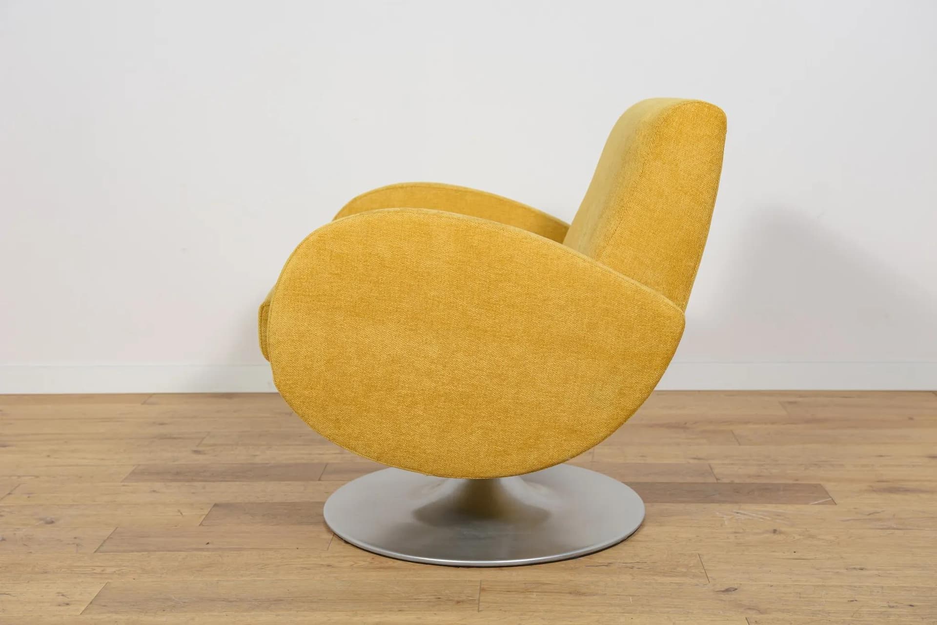 Swivel Armchair Mid Century, yellow fabric, metal, Denmark, 1960s. - 71092