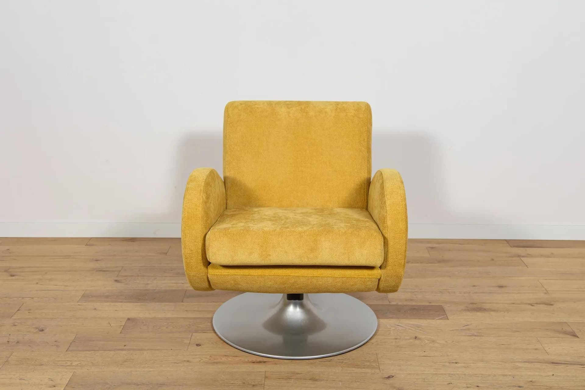 Swivel Armchair Mid Century, yellow fabric, metal, Denmark, 1960s. - 71094