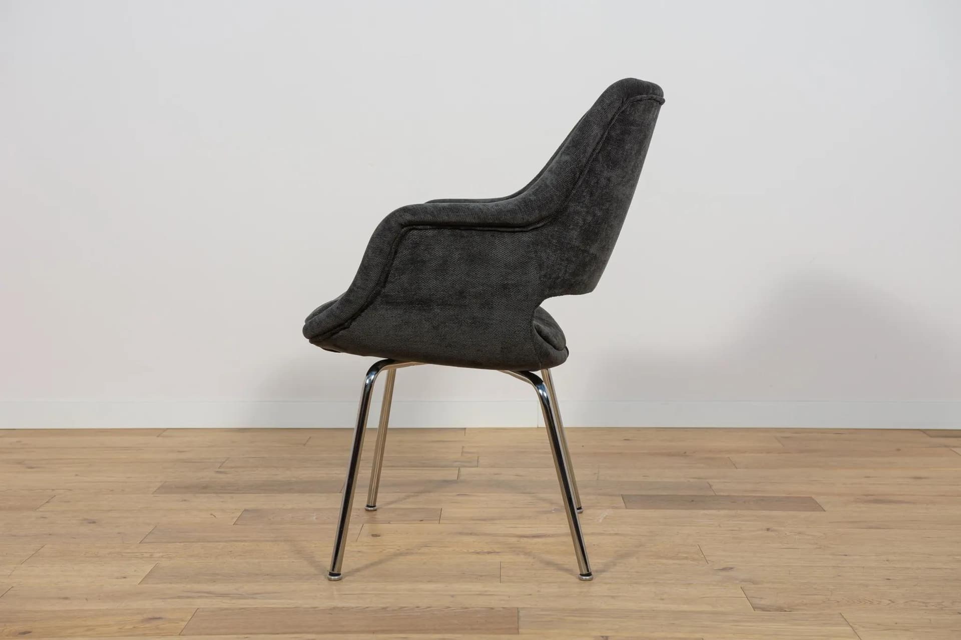 Armchair Kilta, black velvet, chrome, by O. Mannermaa, Juch, Germany, 1970s. - 71085