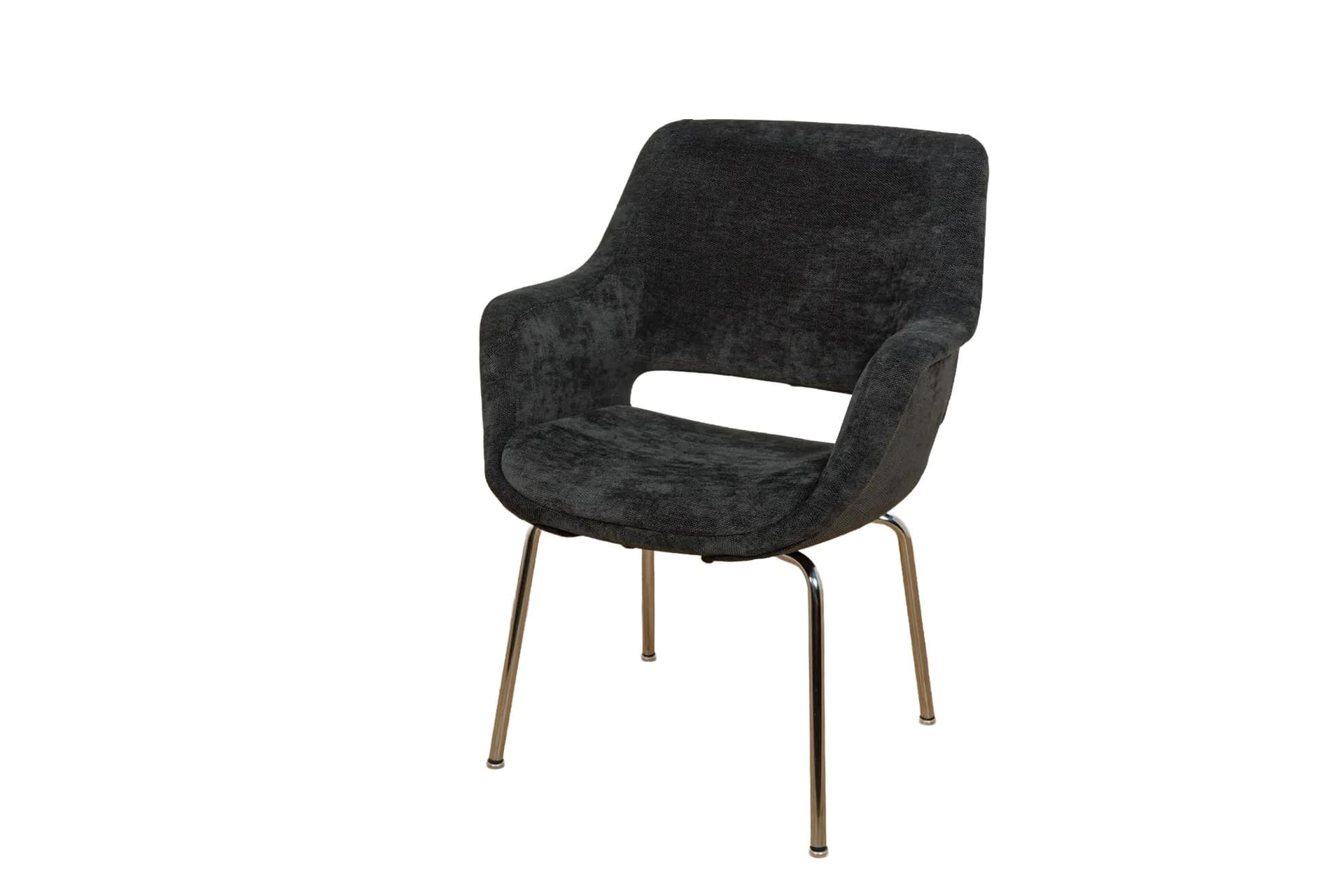 Armchair Kilta, black velvet, chrome, by O. Mannermaa, Juch, Germany, 1970s.