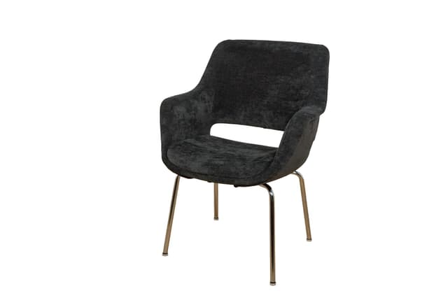 Armchair Kilta, black velvet, chrome, by O. Mannermaa, Juch, Germany, 1970s. - DIMENSION