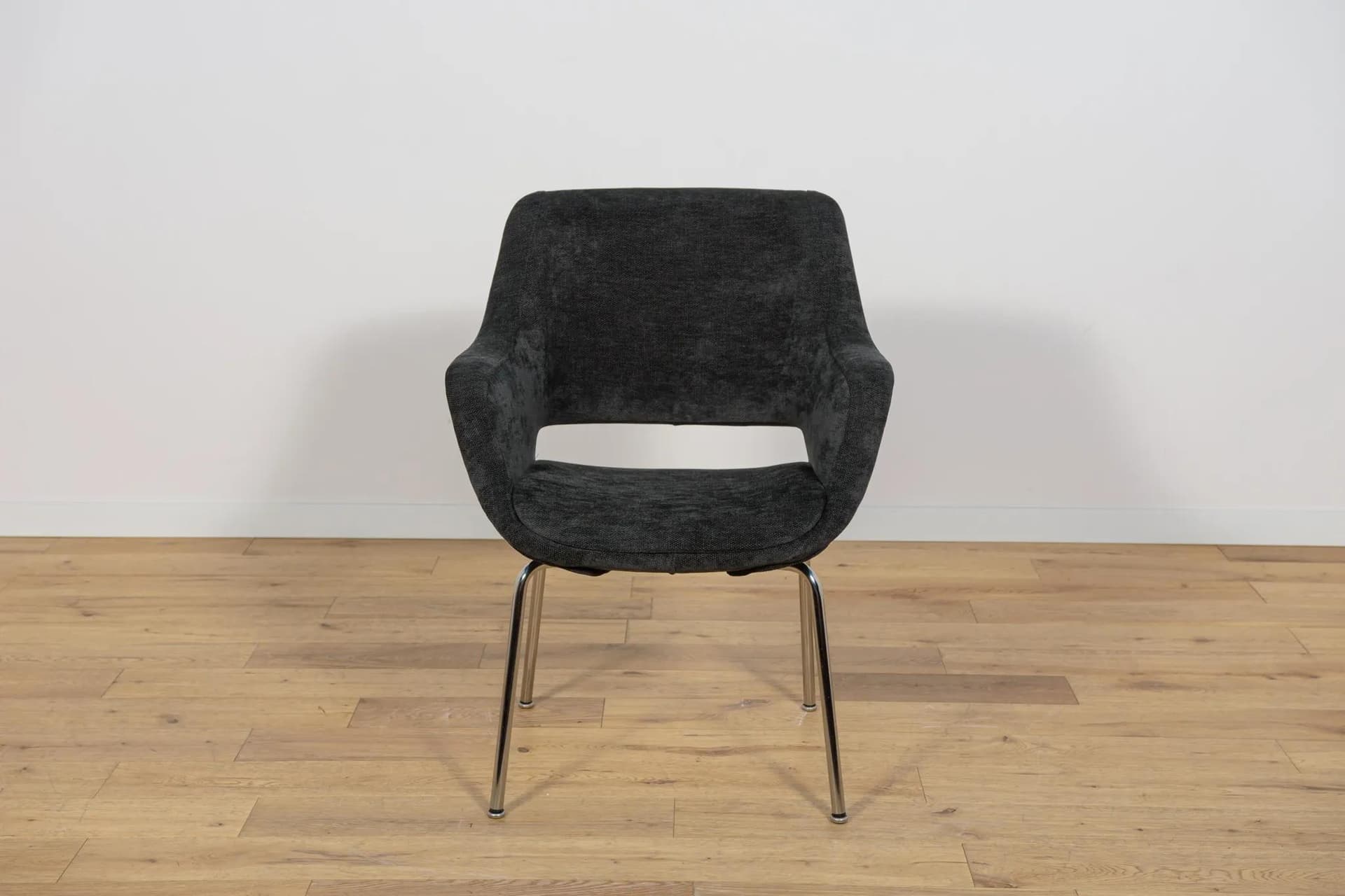 Armchair Kilta, black velvet, chrome, by O. Mannermaa, Juch, Germany, 1970s. - 71084