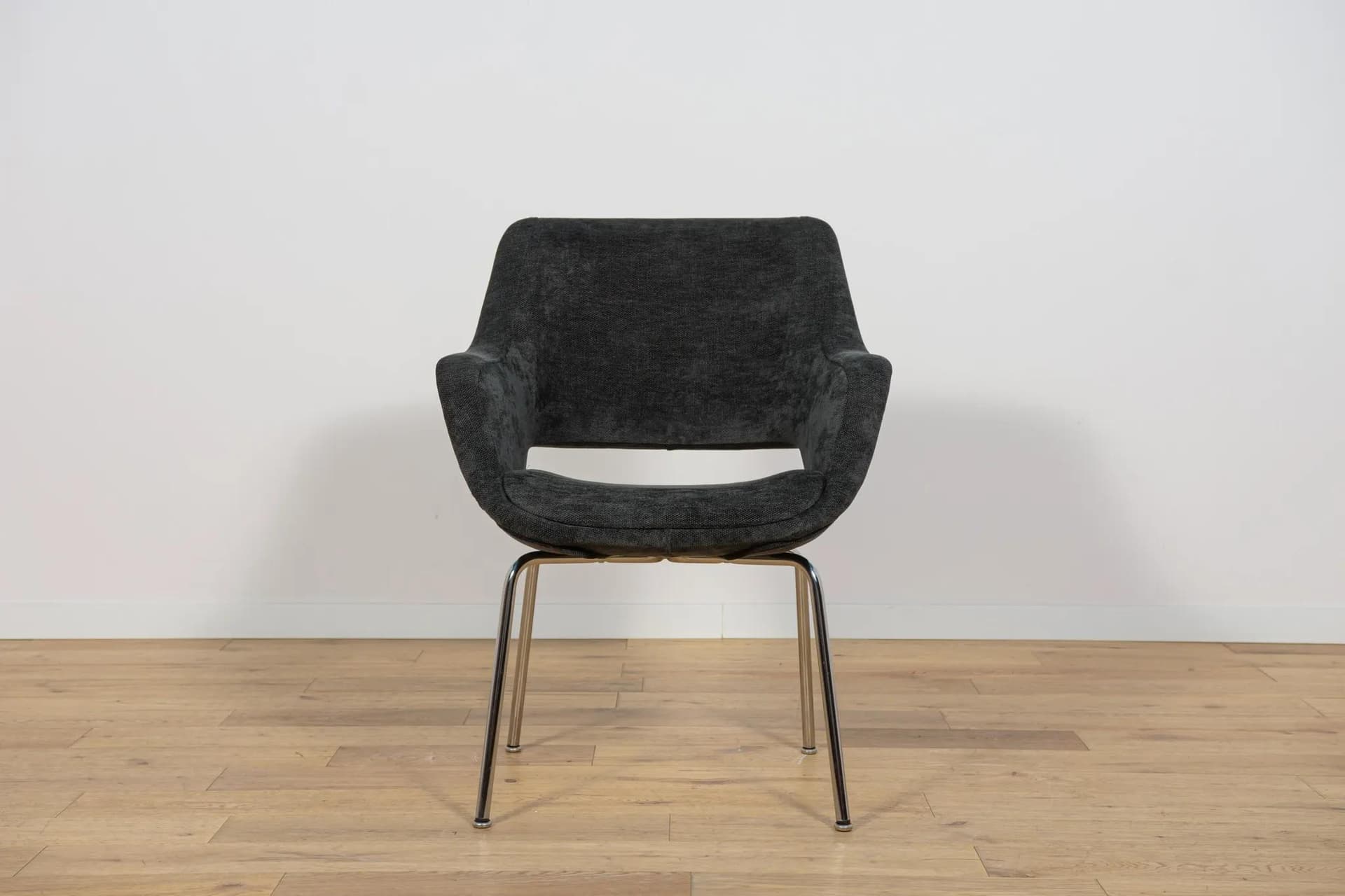 Armchair Kilta, black velvet, chrome, by O. Mannermaa, Juch, Germany, 1970s. - 71086