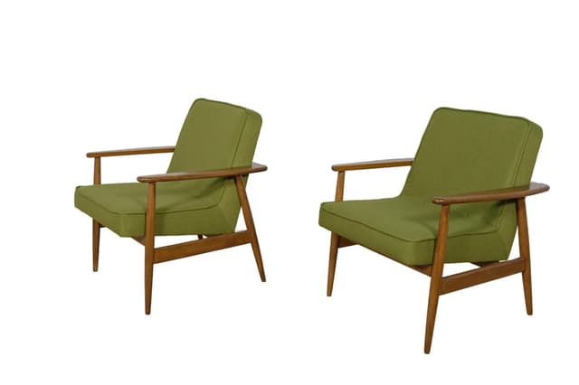 Para foteli Typ 300-192, oliwkowy, buk, proj. J. Kędziorek, Polska, lata 70. - WYMIARY