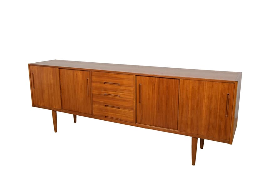 Komoda, teak brązowy, proj. N. Jonsson, Troeds Bjärnum, Szwecja, lata 60.