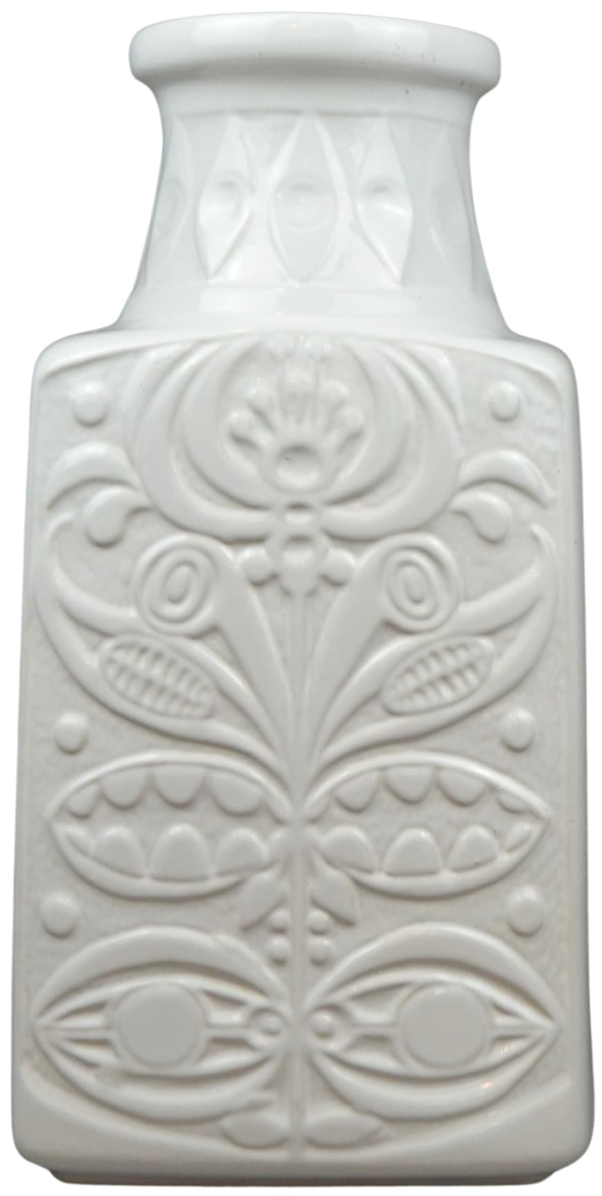 Floor vase, white ceramic, by B. Mans, Germany, 1970s.