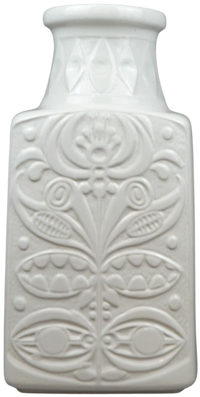 Floor vase, white ceramic, by B. Mans, Germany, 1970s. - DIMENSION