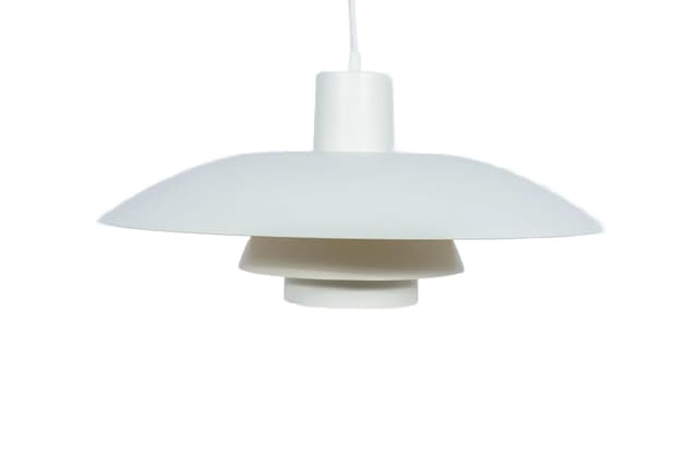 Pendant Lamp PH 4/3, white aluminum, by P. Henningsen, Louis Poulsen, Denmark, 1960s. - DIMENSION