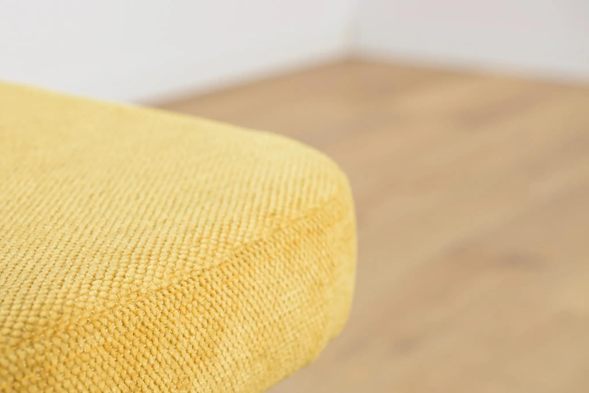 Stołek, żółty, buk brązowy, Polska, lata 70. - 70797