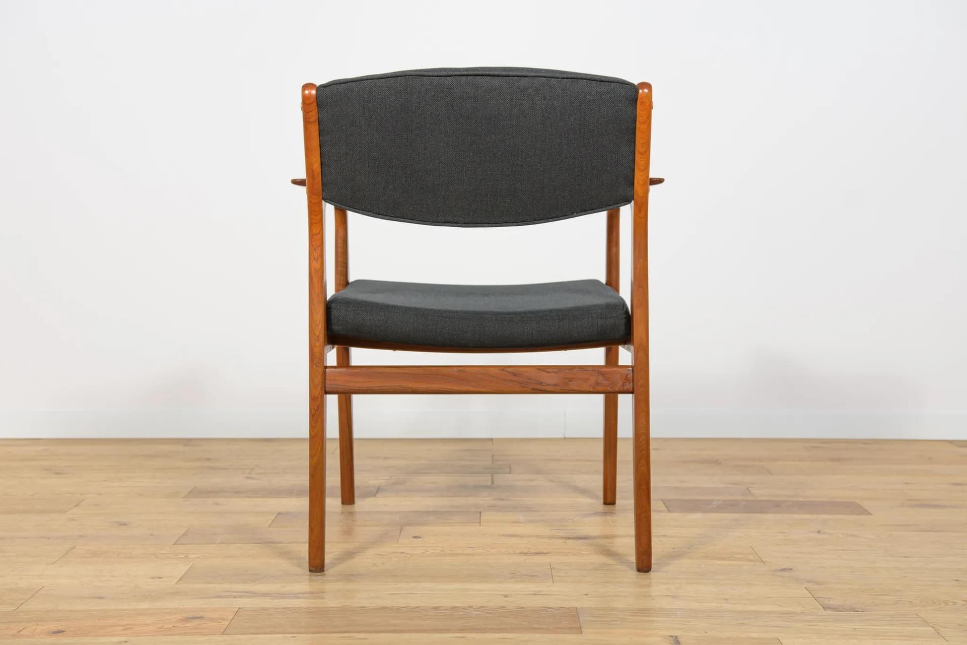 Armchair, brown teak, black fabric, by E. Buck, Denmark, 1960s. - 70794