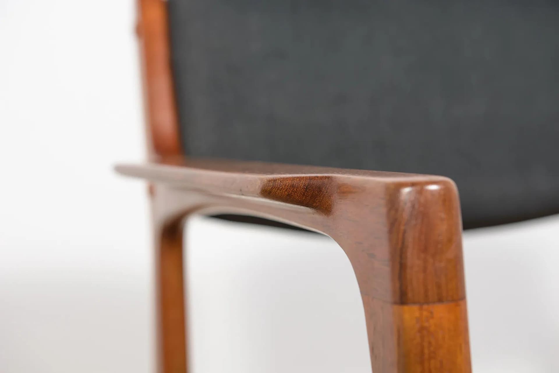 Armchair, brown teak, black fabric, by E. Buck, Denmark, 1960s. - 70788
