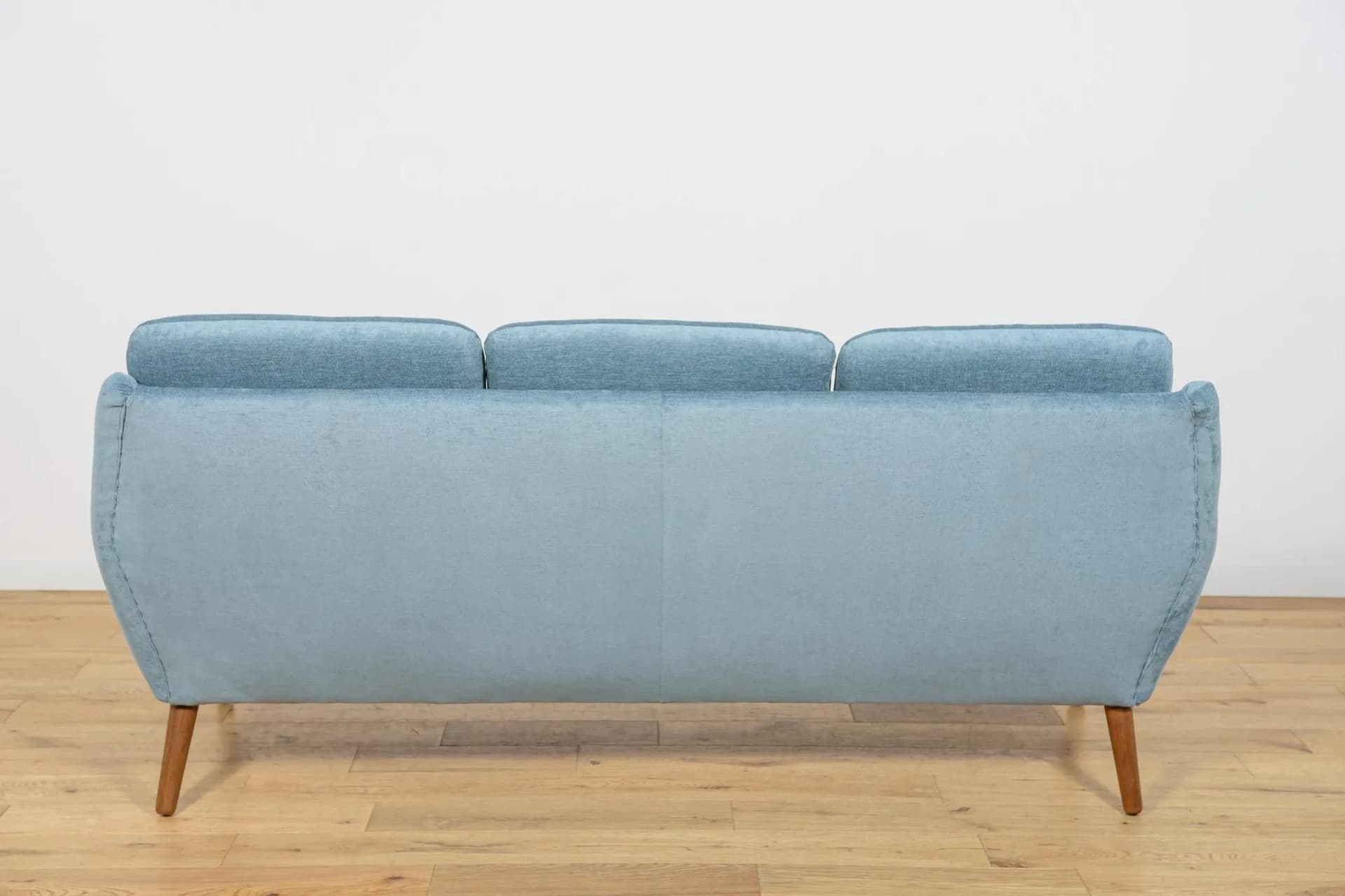 Sofa, dąb brązowy, tkanina niebieska, Dania, lata 60. - 70762