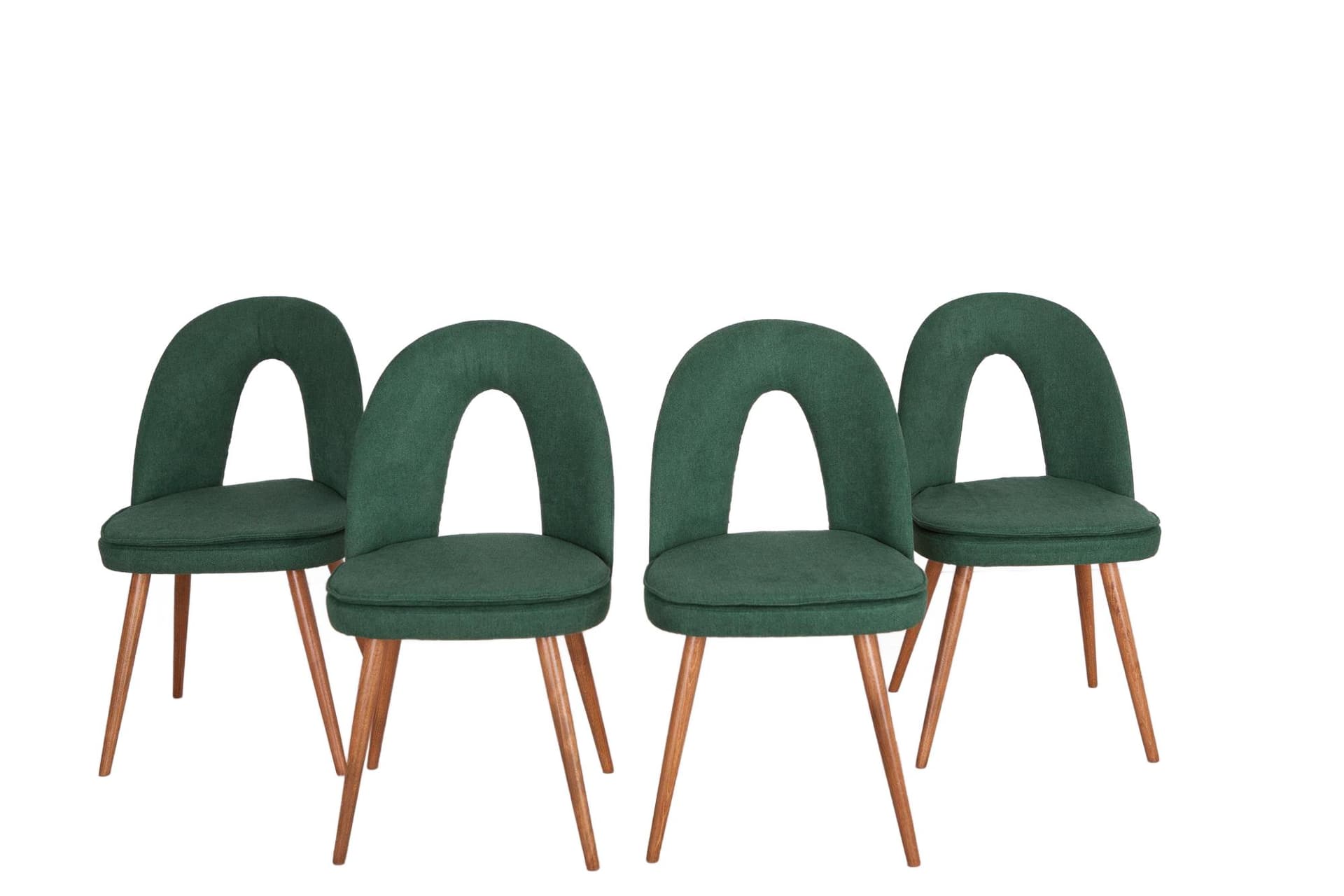 Komplet czterech krzeseł, butelkowa zieleń, drewno, proj. A. Šuman, Tatra Nabytok, Czechosłowacja, lata 60.
