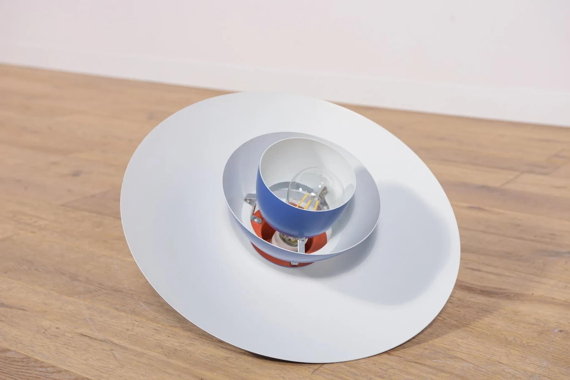 Pendant lamp PH 4/3, blue metal, by P. Henningsen, Louis Poulsen, Denmark, 1960s. - 70682