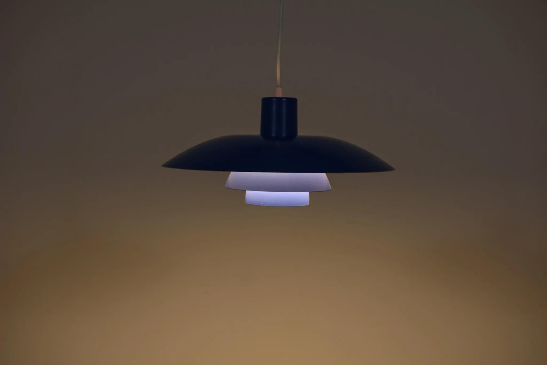 Pendant lamp PH 4/3, blue metal, by P. Henningsen, Louis Poulsen, Denmark, 1960s. - 70678