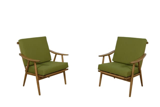 Para foteli, oliwkowa zieleń, buk, TON, Czechosłowacja, lata 60. - WYMIARY