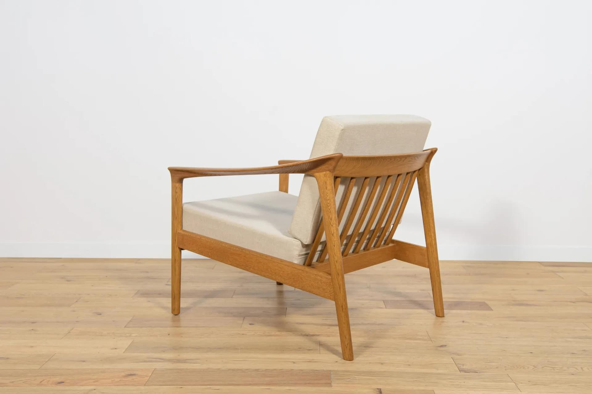 Set Monterey, beige wool, oak, by F. Ohlsson, Bodafors, Sweden, 1960s. - 70642
