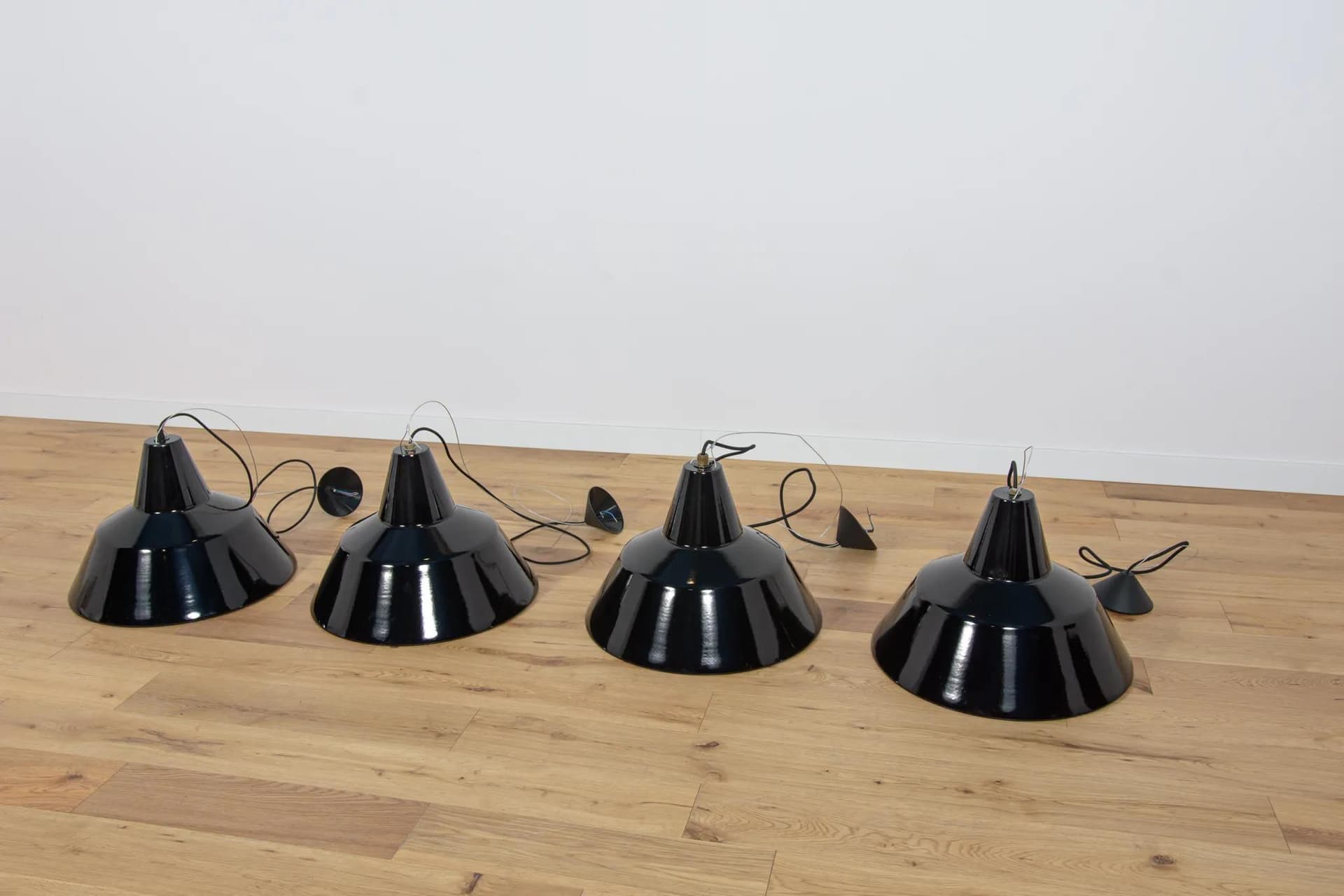 Pendant lamp industrial, black enameled steel, Louis Poulsen, Denmark, 1950s. - 70601