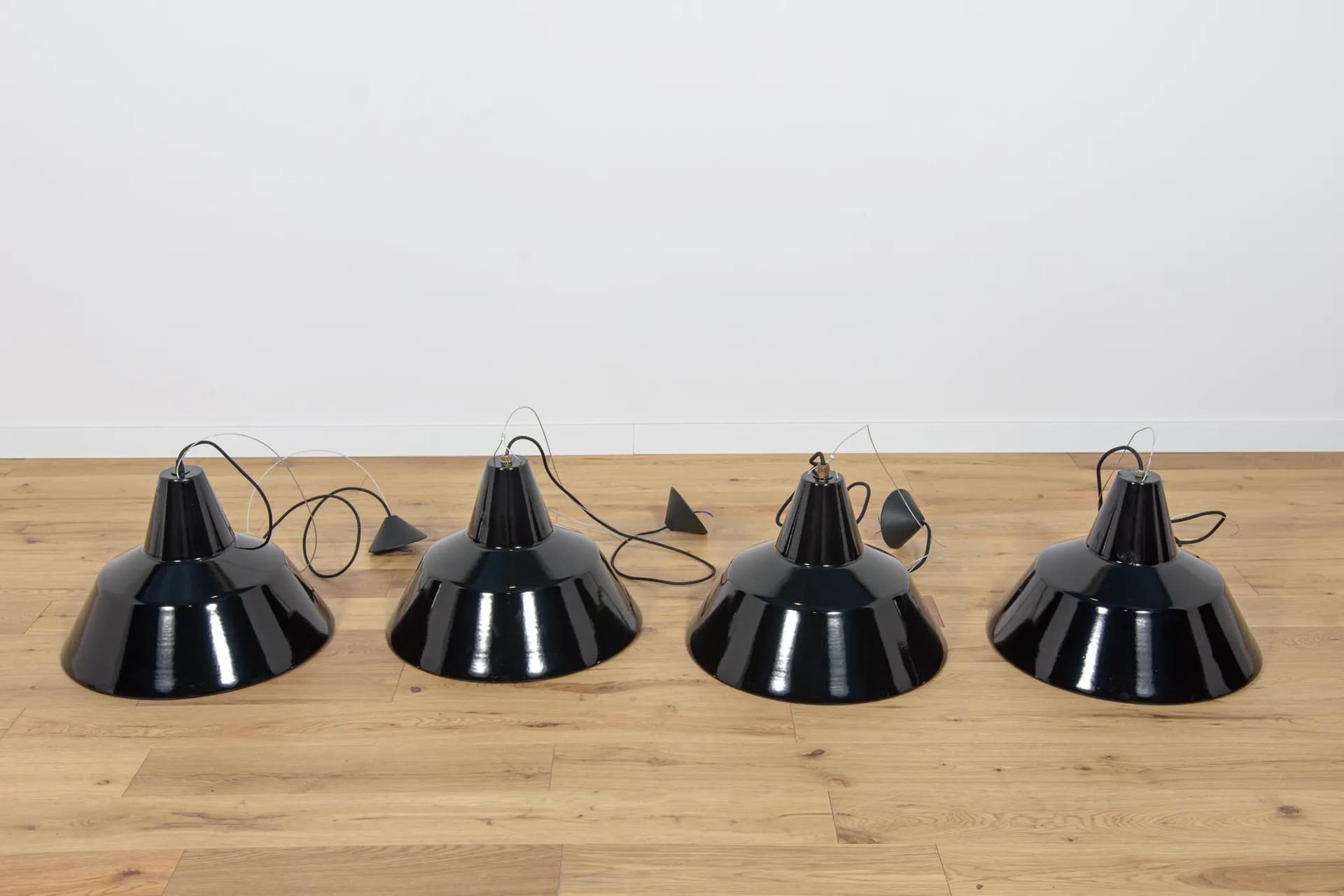 Pendant lamp industrial, black enameled steel, Louis Poulsen, Denmark, 1950s. - 70603