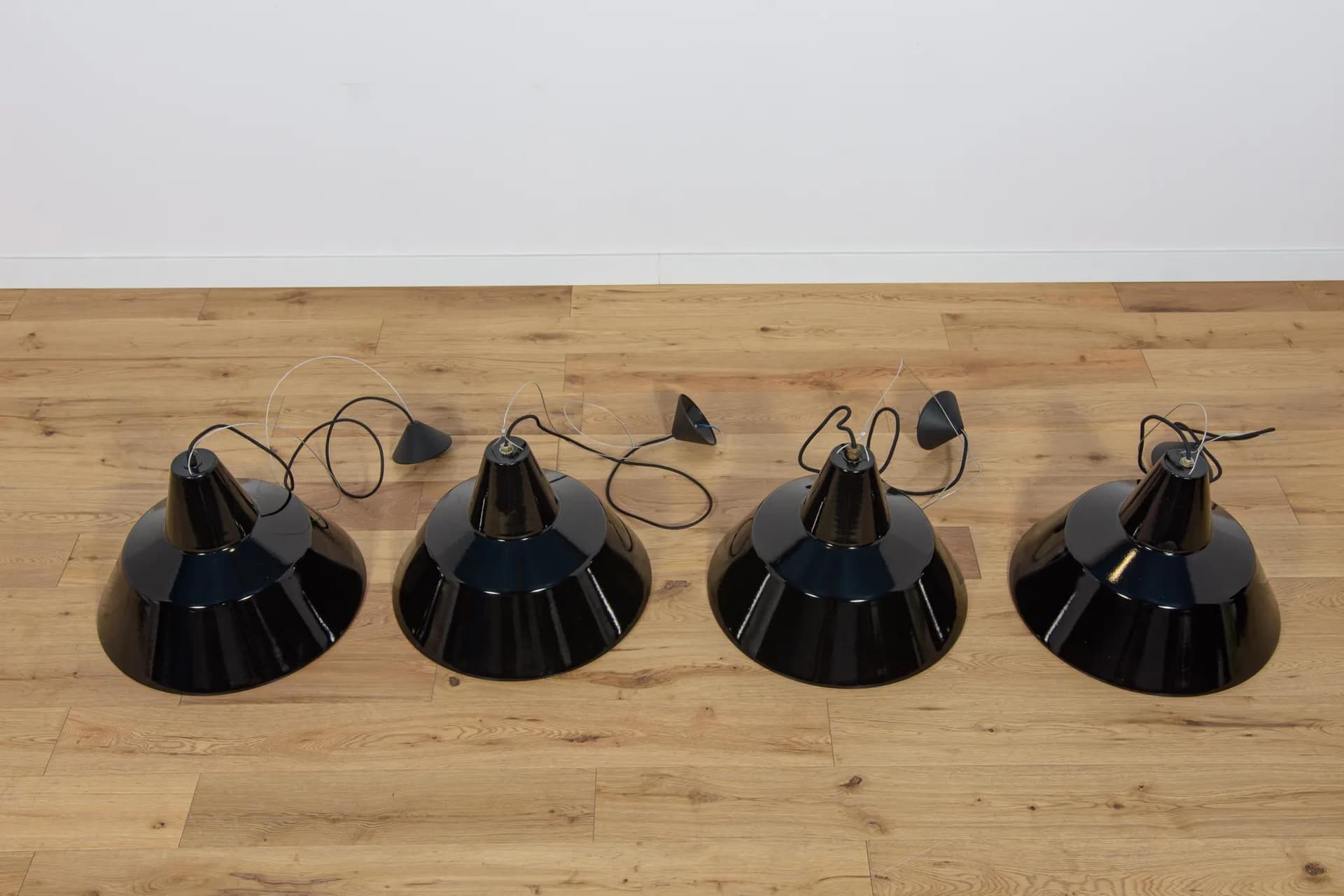 Pendant lamp industrial, black enameled steel, Louis Poulsen, Denmark, 1950s. - 70597