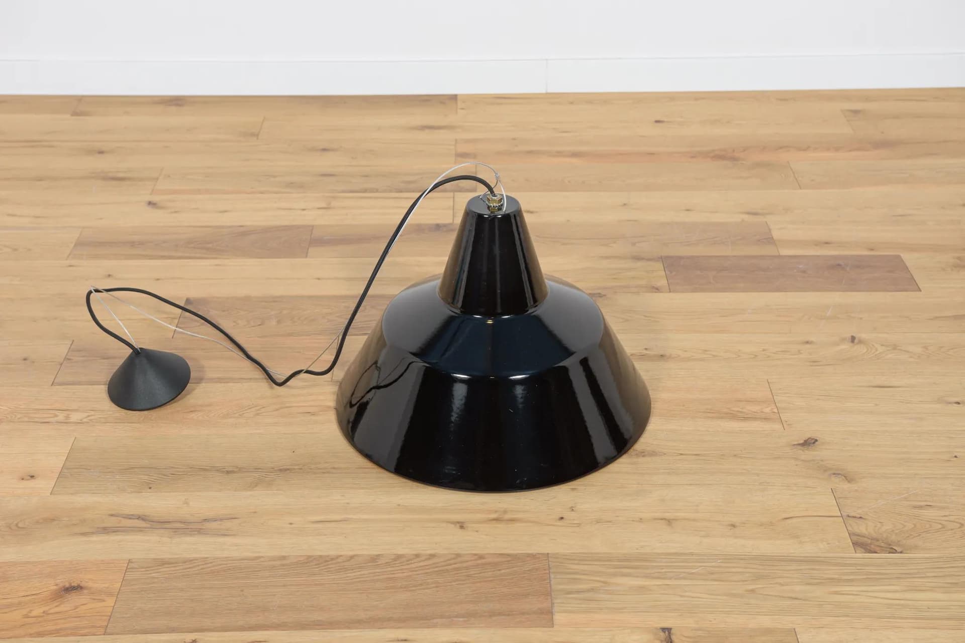 Pendant lamp industrial, black enameled steel, Louis Poulsen, Denmark, 1950s. - 70604