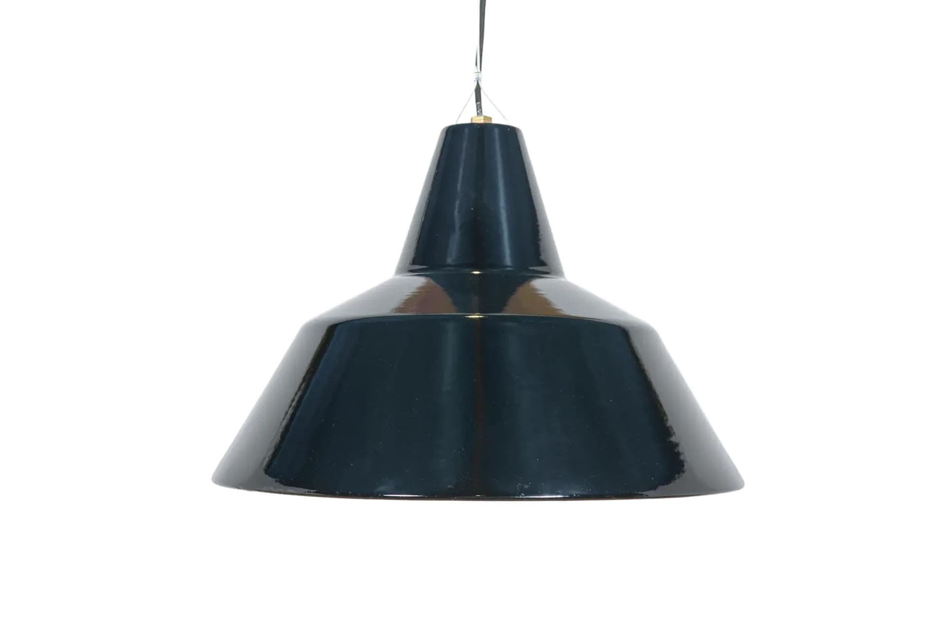 Pendant lamp industrial, black enameled steel, Louis Poulsen, Denmark, 1950s.