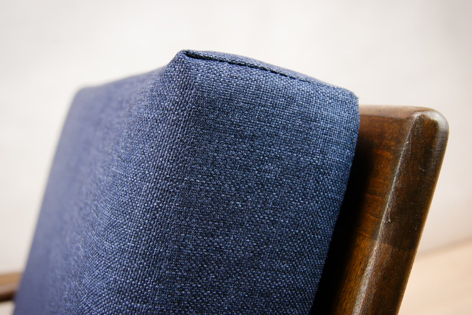 Armchair 300-139, navy blue, walnut-stained beech, Swarzędzka Fabryka Mebli, Poland, 1960s. - 70559