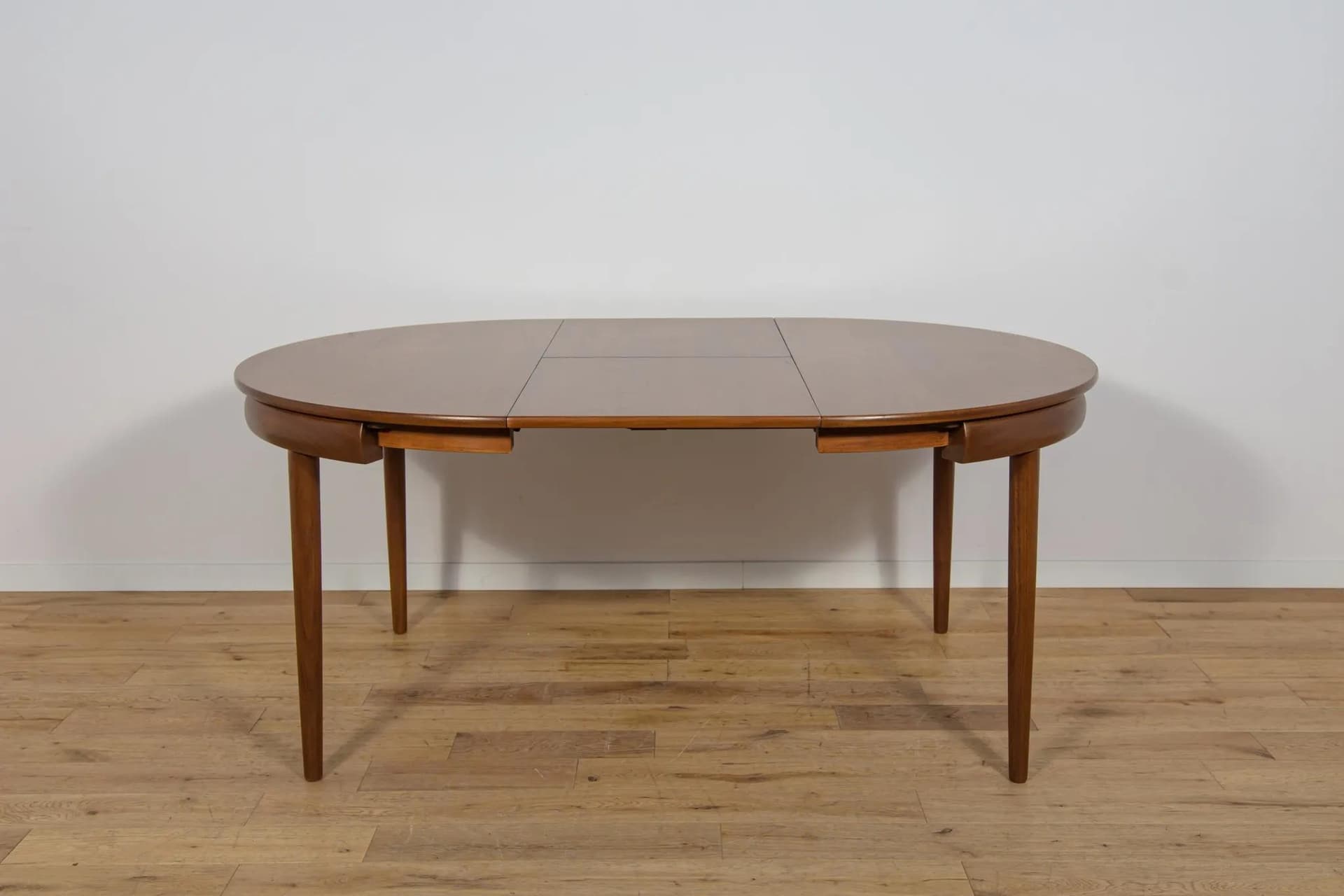 Zestaw jadalniany, drewno tekowe brązowy, skóra czarna, proj. H. Olsen, Frem Røjle, Dania, lata 60. - 70532