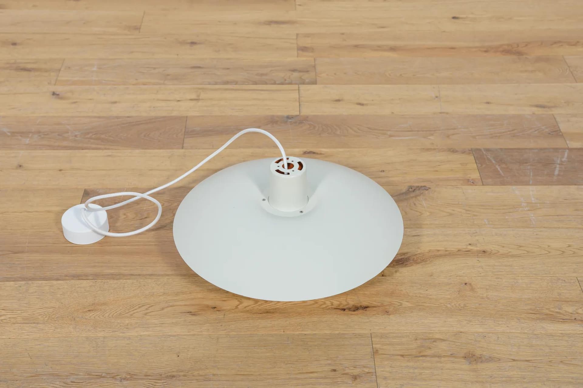 Pendant lamp PH 4/3, white aluminum, by P. Henningsen, Louis Poulsen, Denmark, 1960s. - 70511