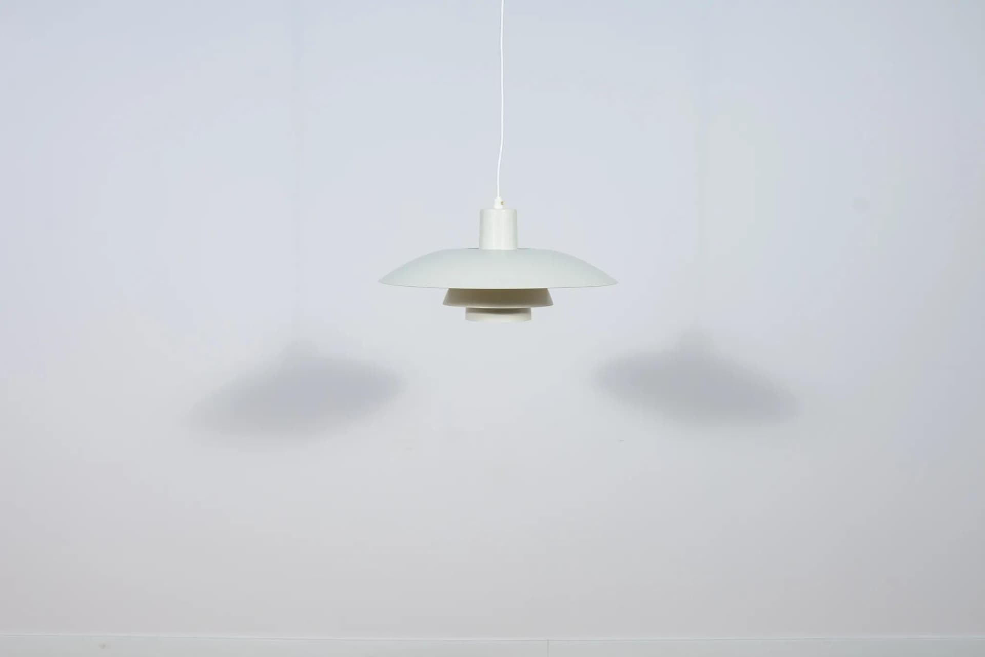 Pendant lamp PH 4/3, white aluminum, by P. Henningsen, Louis Poulsen, Denmark, 1960s. - 70512