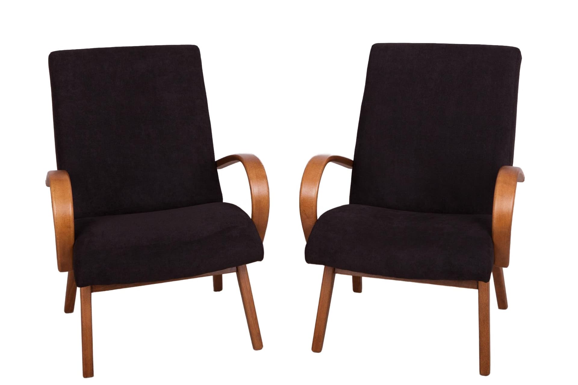 Para foteli, czarny, buk, proj. J. Šmidek, TON, Czechosłowacja, lata 60.