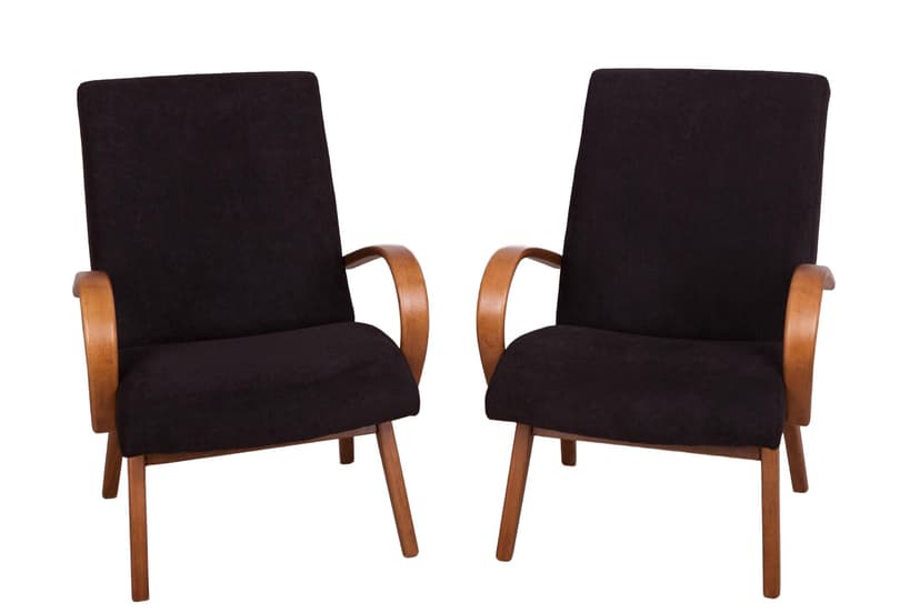 Para foteli, czarny, buk, proj. J. Šmidek, TON, Czechosłowacja, lata 60.