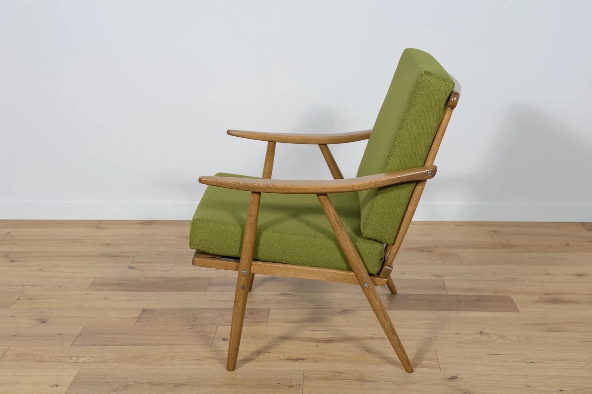 Armchair, walnut beech, green, TON, Czechoslovakia, 1960s. - 70480