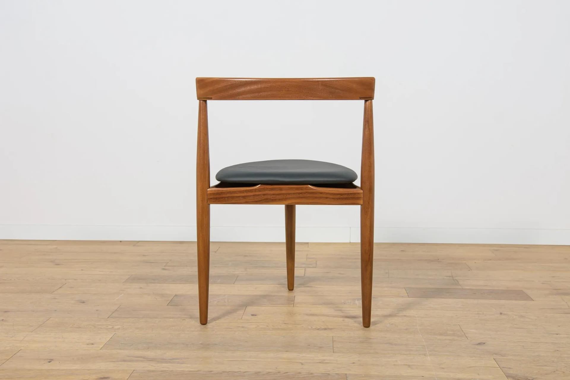 Zestaw jadalniany, drewno tekowe brązowy, skóra czarna, proj. H. Olsen, Frem Røjle, Dania, lata 50. - 70465