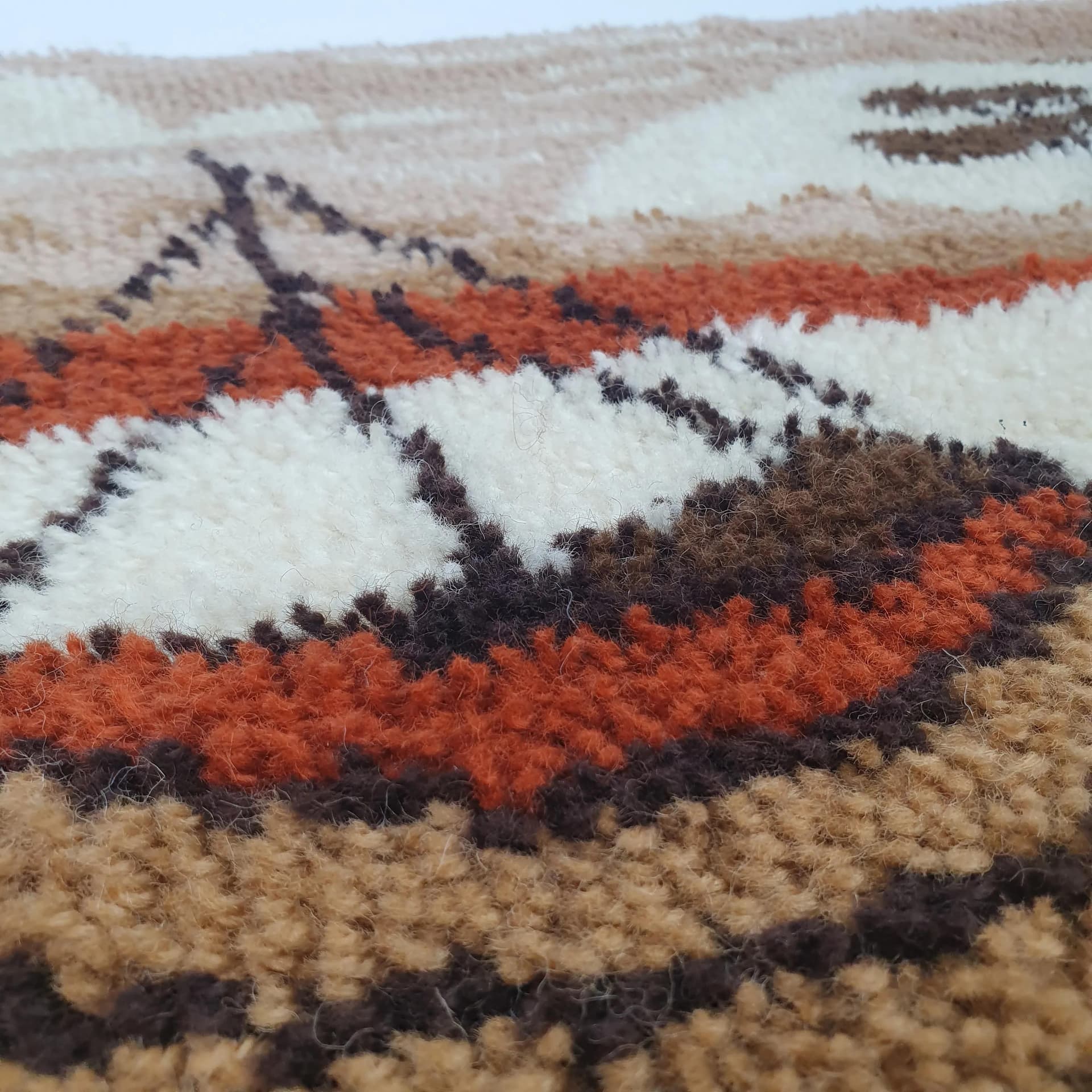 Kilim, Smyrnafix, 105x70 cm, wełna beżowy brązowy pomarańczowy, Niemcy, lata 70. - 73134