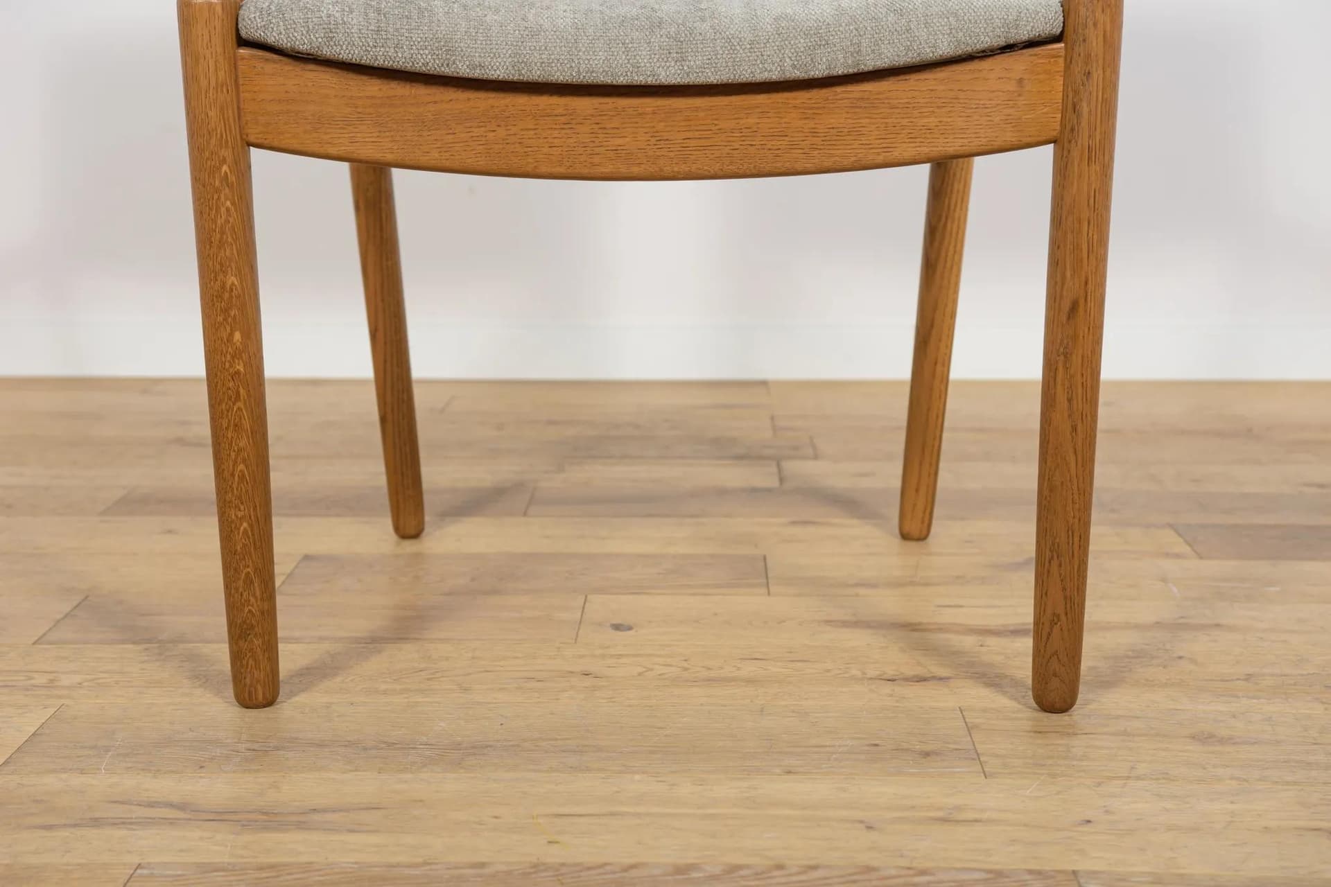 Armchair, brown oak, grey upholstery, Denmark, 1960s. - 70424