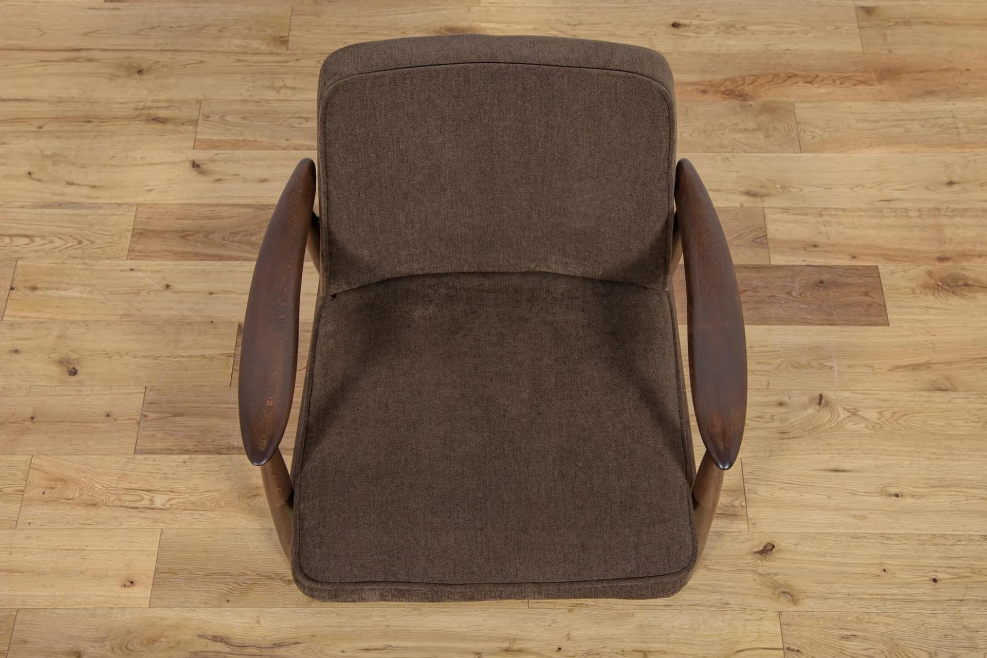 Armchair GFM-87, brown, wood, by J. Kędziorek, Poland, 1960s. - 70382