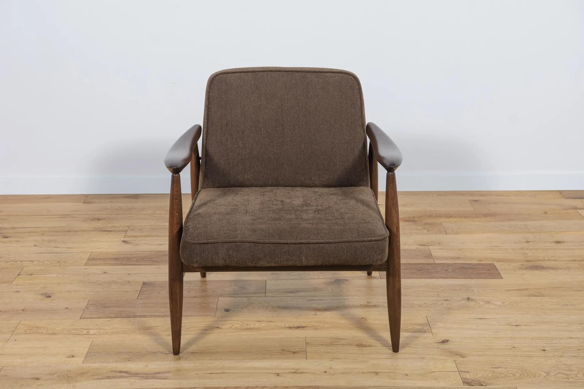 Armchair GFM-87, brown, wood, by J. Kędziorek, Poland, 1960s. - 70381