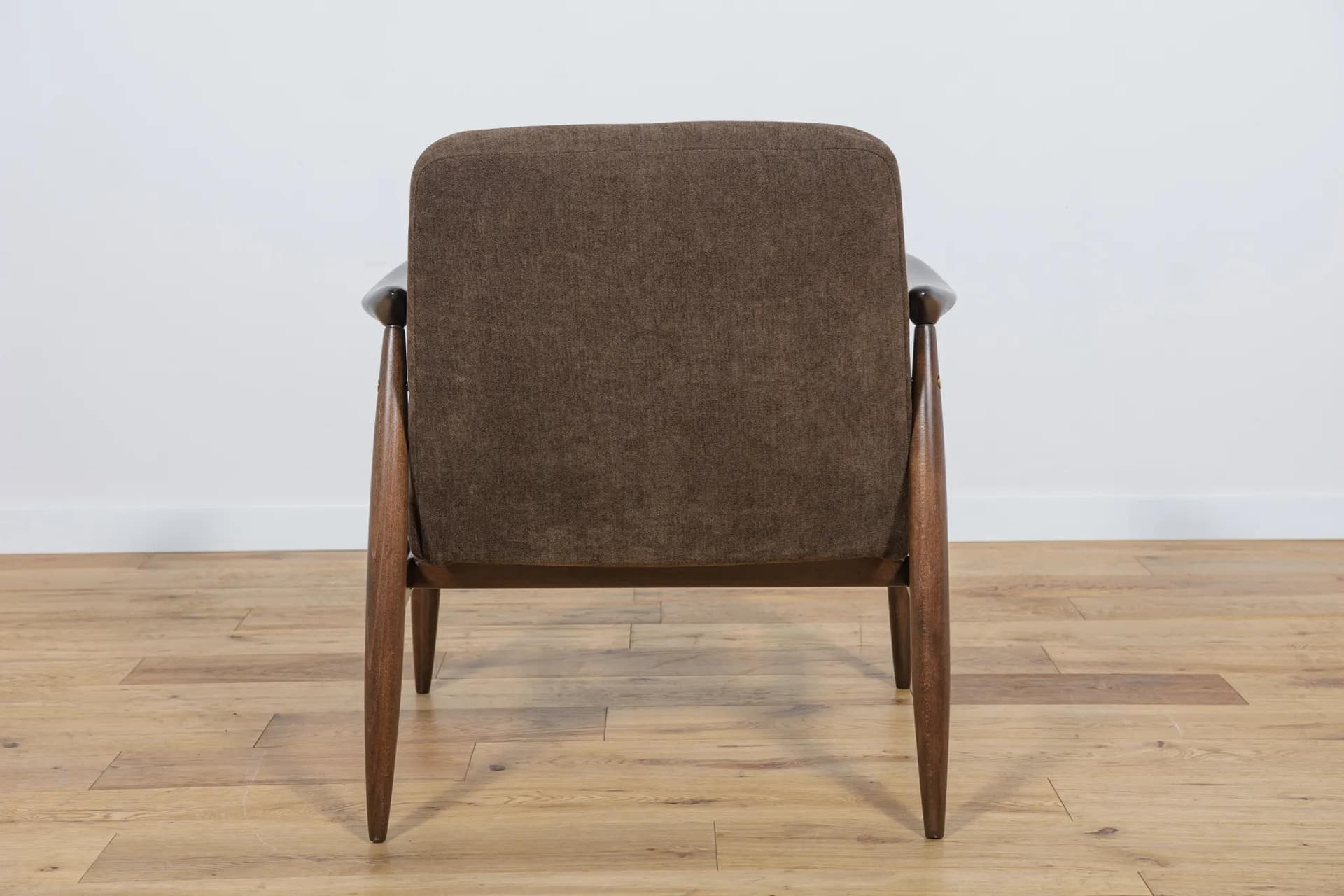 Armchair GFM-87, brown, wood, by J. Kędziorek, Poland, 1960s. - 70383
