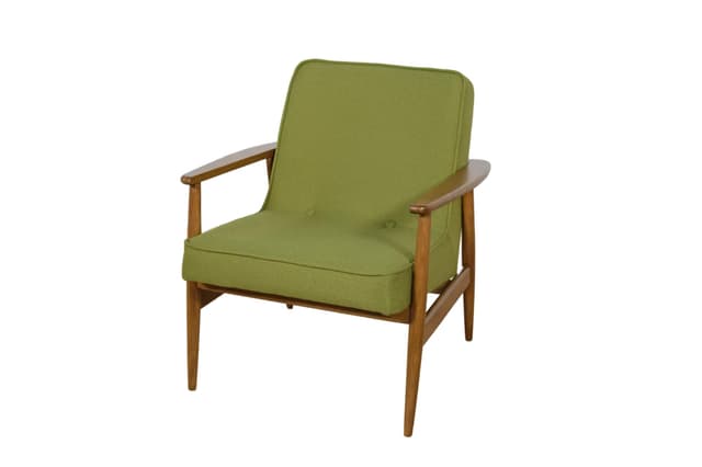 Fotel Typ 300-192, beech brązowy, tkanina zielona, proj. J. Kędziorek, Polska, lata 70. - WYMIARY