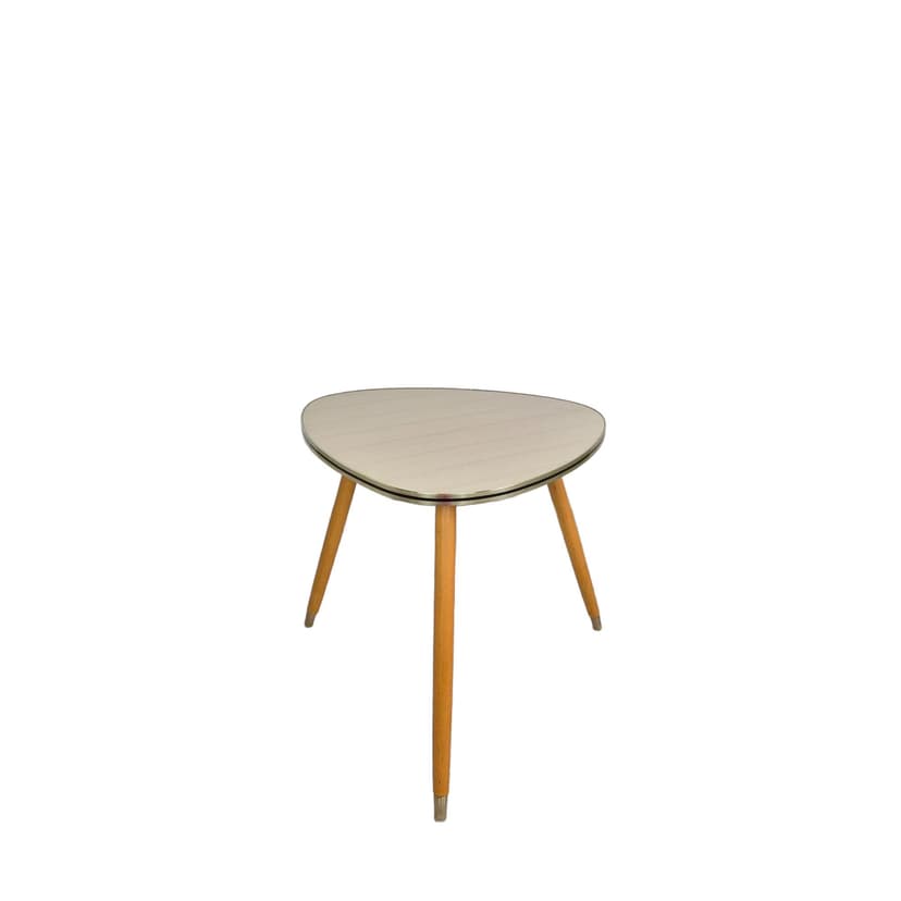 Coffee table tripod, beige, beech, Germany, 1960s.