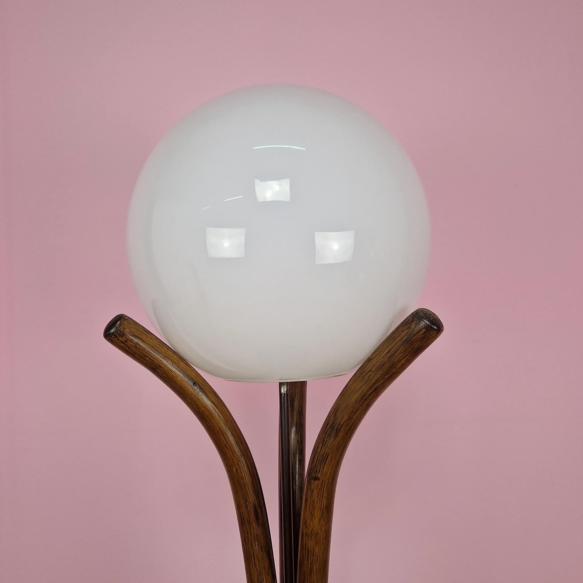 Lampa podłogowa, rattan brązowy ciemny, Polska, lata 70. - 73111