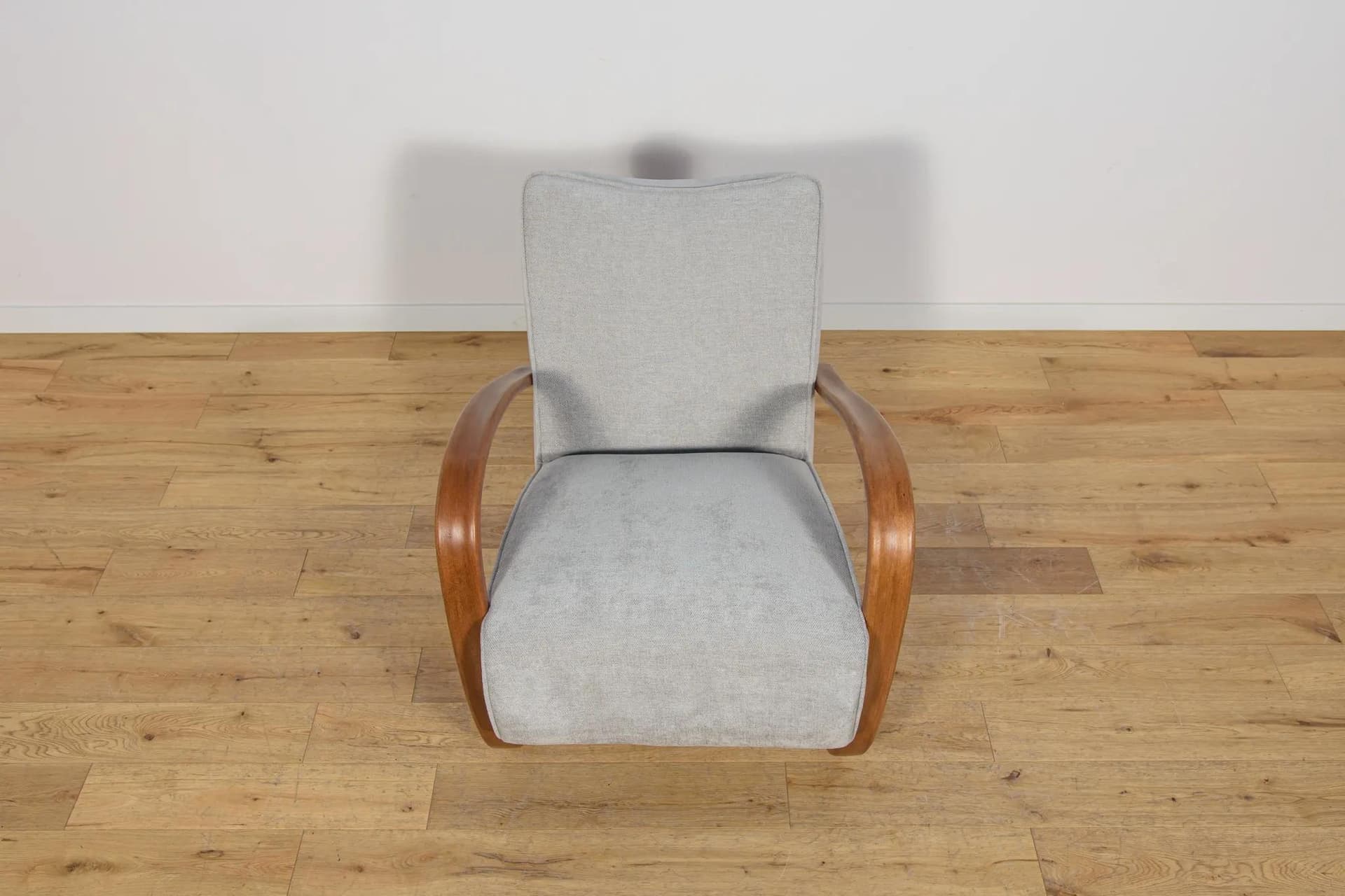 Armchair H-269, grey, brown beech, by J. Halabala, UP Závody, Czechoslovakia, 1950s. - 70232
