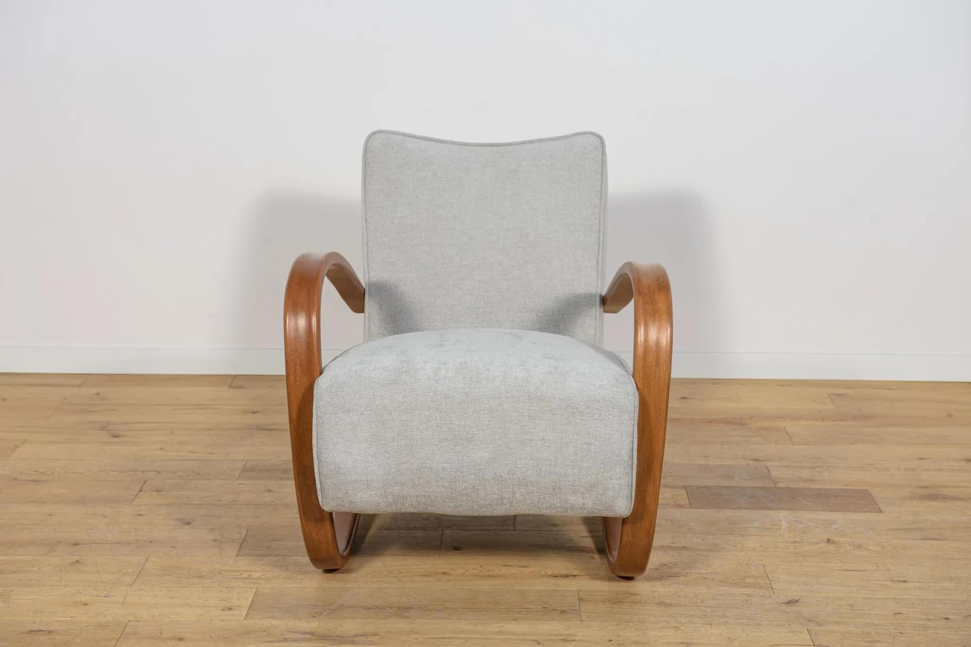 Armchair H-269, grey, brown beech, by J. Halabala, UP Závody, Czechoslovakia, 1950s. - 70230