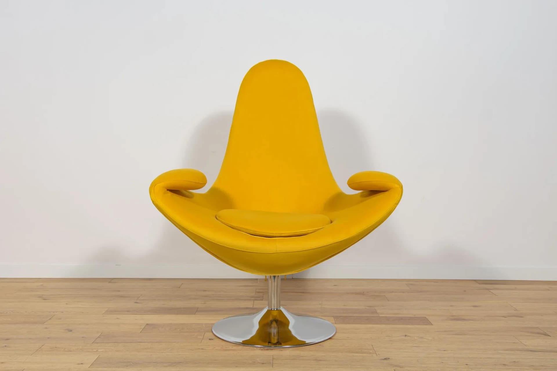 Fotel wypoczynkowy z podnóżkiem Space Age, velvet żółty, MayFame, Dania, lata 2000. - 70193
