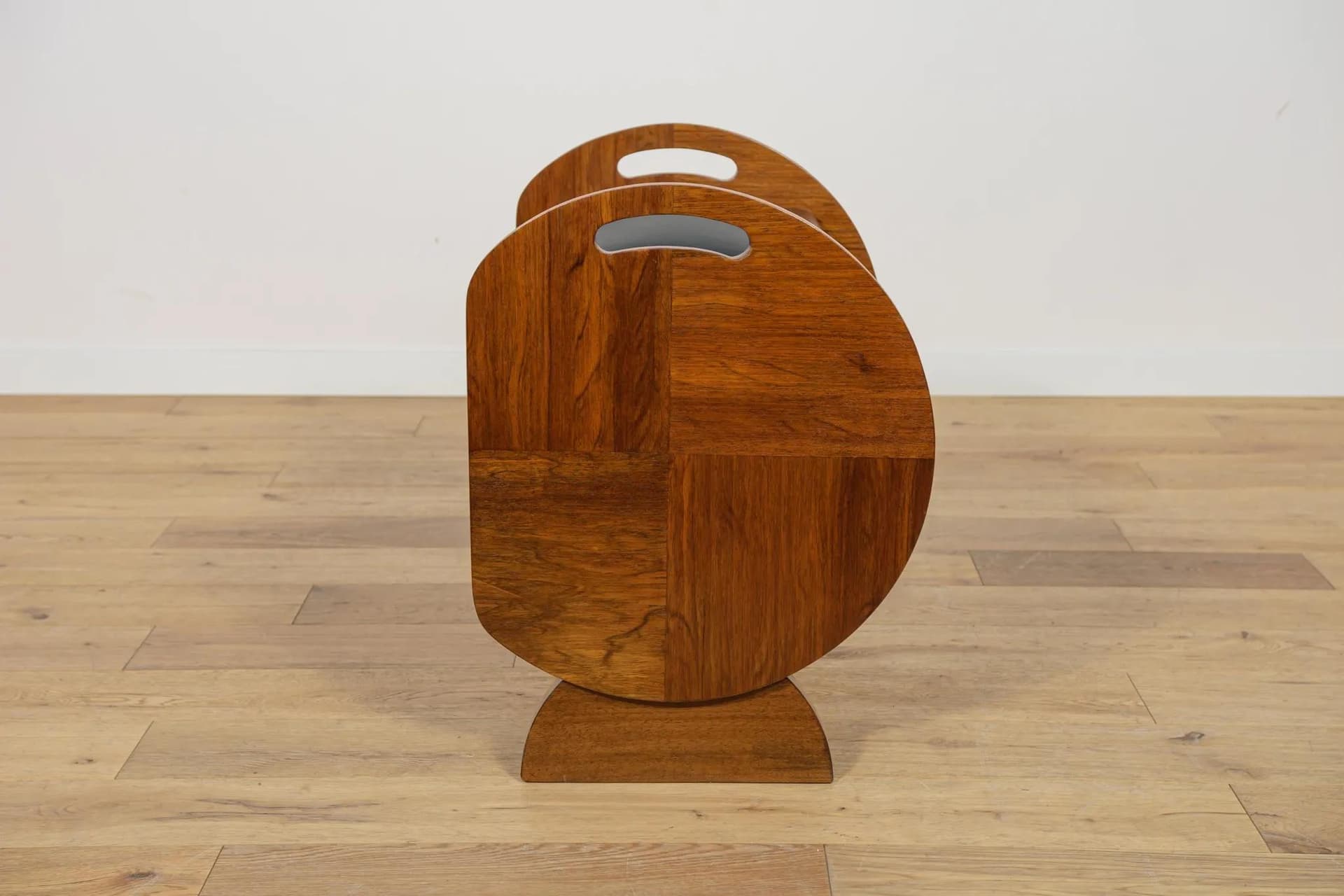 Pufa Art Deco, orzech brązowy, skóra czarna, Wielka Brytania, lata 30. - 70165