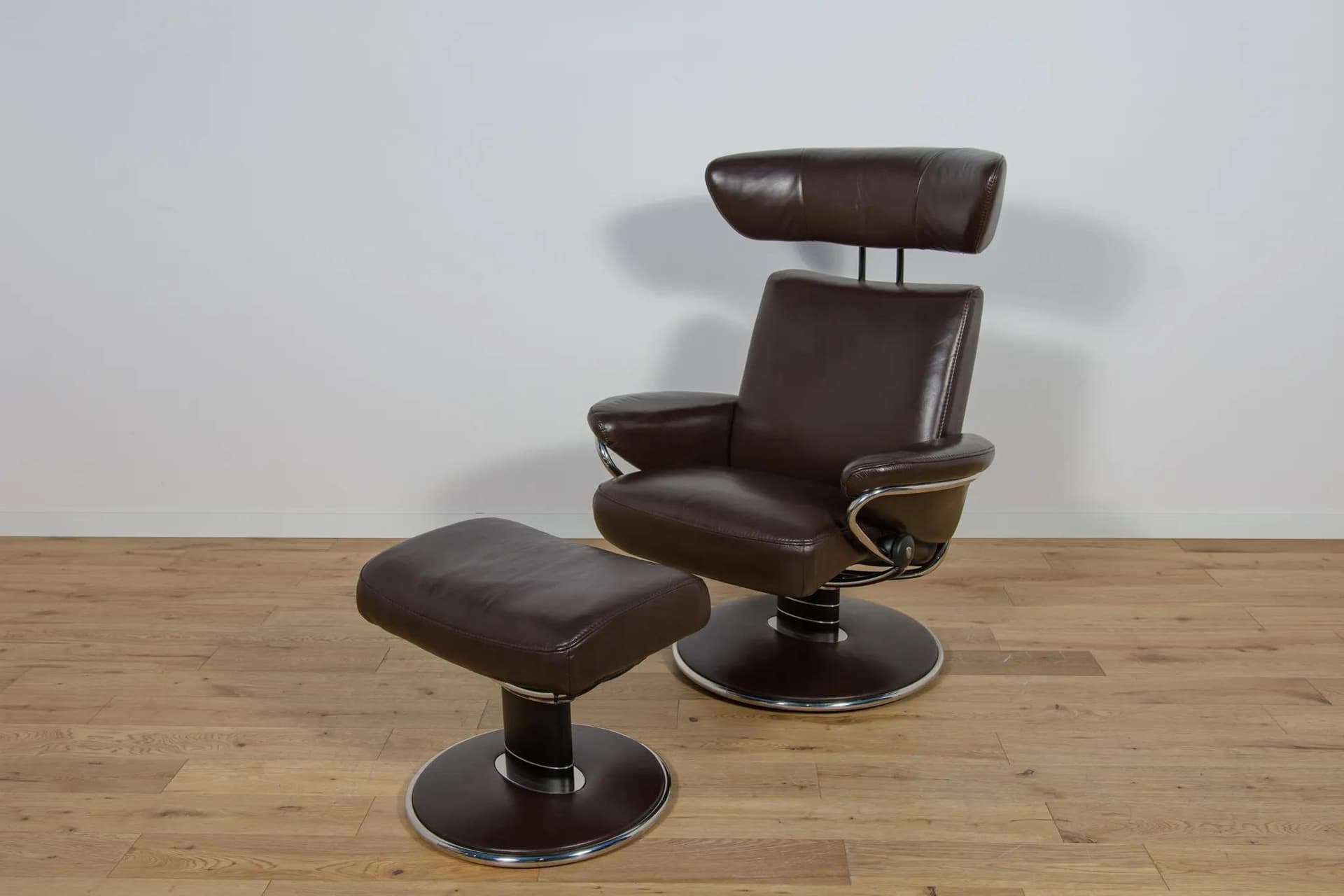 Lounge Chair with Ottoman Jazz, dark brown leather, Ekornes Stressless, Norway, 2000s - 70073