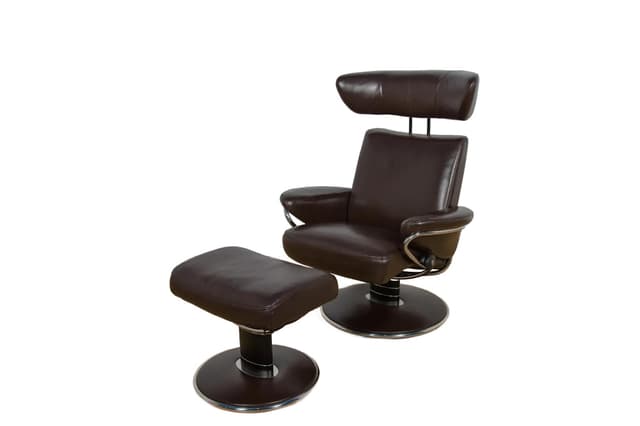 Lounge Chair with Ottoman Jazz, dark brown leather, Ekornes Stressless, Norway, 2000s - DIMENSION