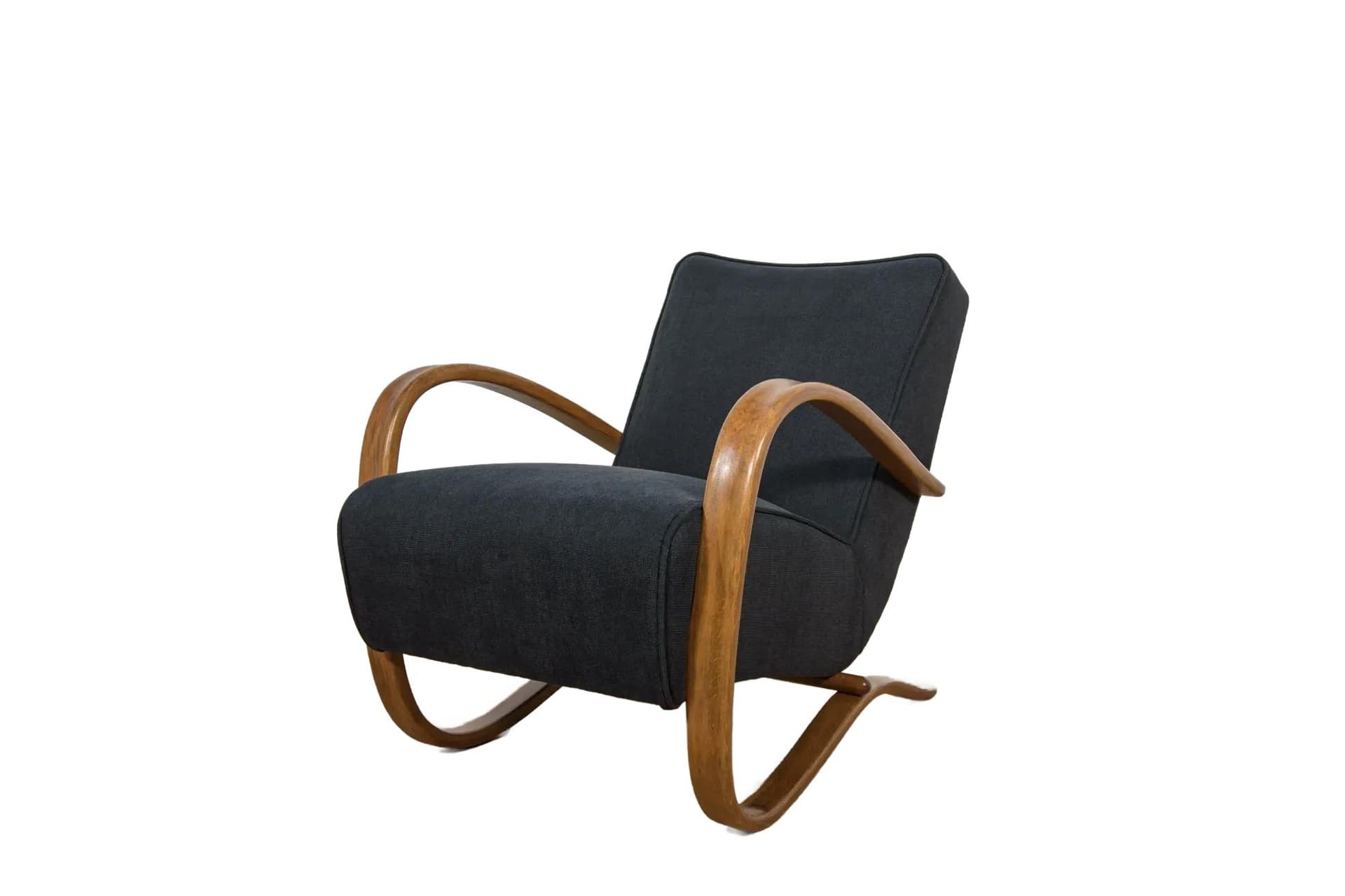 Fotel H-269, czarny, buk, proj. J. Halabala, UP Závody, Czechosłowacja, lata 30.