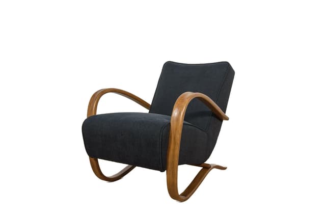 Fotel H-269, czarny, buk, proj. J. Halabala, UP Závody, Czechosłowacja, lata 30. - WYMIARY